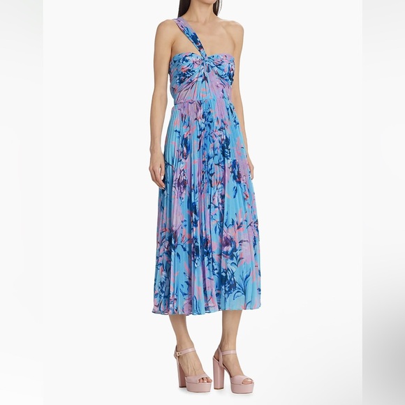 ML Monique Lhuillier Audra Chiffon Midi-Dress Size 2 NWT - Picture 1 of 8